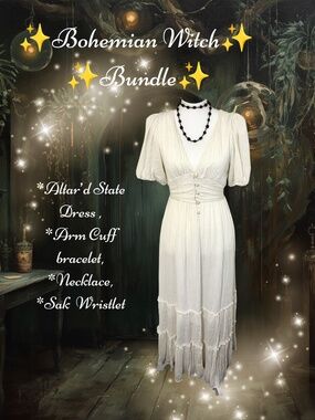 Altar'd State White maxi dress Boho Cottagecore Bundle Size Med